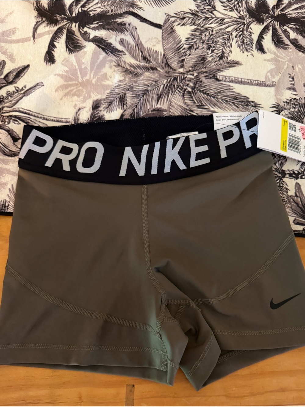 Nike Womens Training Shorts in Olive Green with Black Waistband